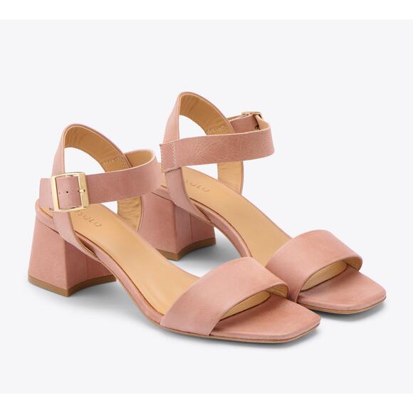 Nisolo Shoes - Nisolo Sz 8.5 Women's Leather Block Heeled  Adjustable Ankle Strap in Pink‎ NEW!